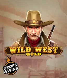  See the bold sheriff of "Wild West Gold," a thrilling slot game by Pragmatic Play. The graphic depicts a determined sheriff with a golden star badge, set against a dusty Old West town backdrop. The game's title is boldly featured in a rustic font, complementing the Wild West adventure theme. 