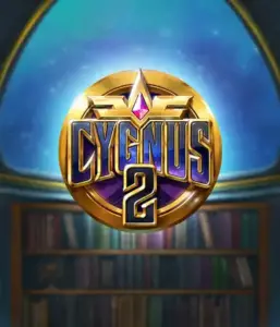 Explore the magical artwork of Cygnus 2 Slot by ELK Studios, featuring a stunning golden emblem with a shining color scheme. Positioned against a celestial library backdrop, this image evokes the theme of adventure and mystery. 